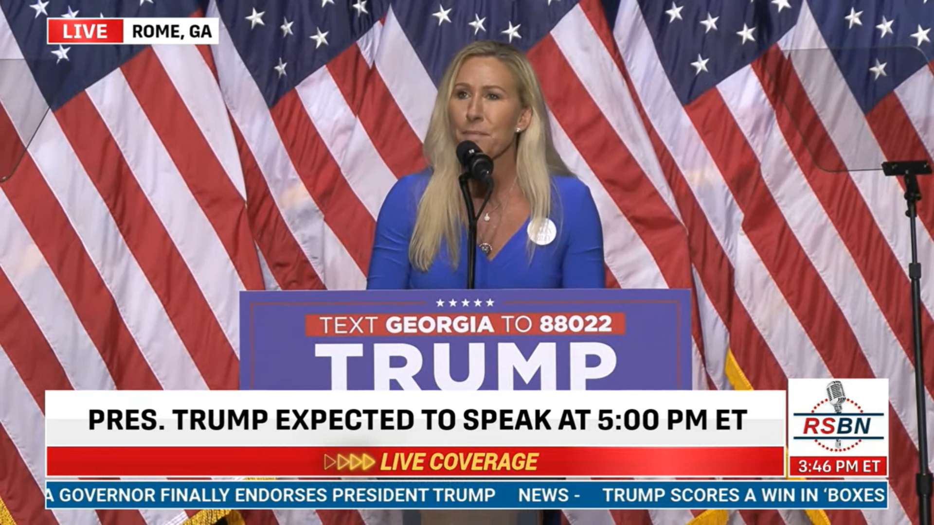 Marjorie Taylor Greene Hypes Up Trump Crowd in Rome, Georgia